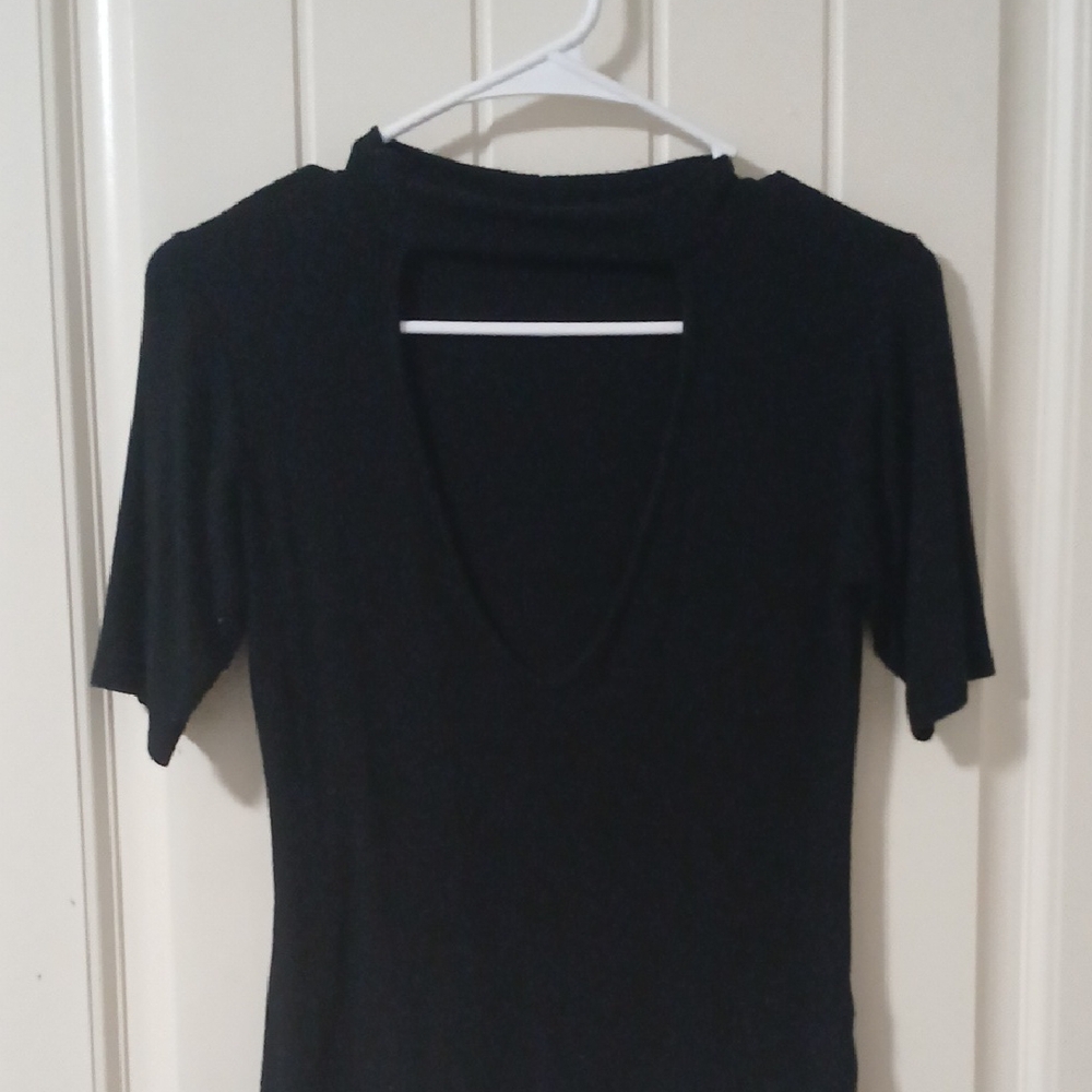Acemi Black V-Neck Bodysuit